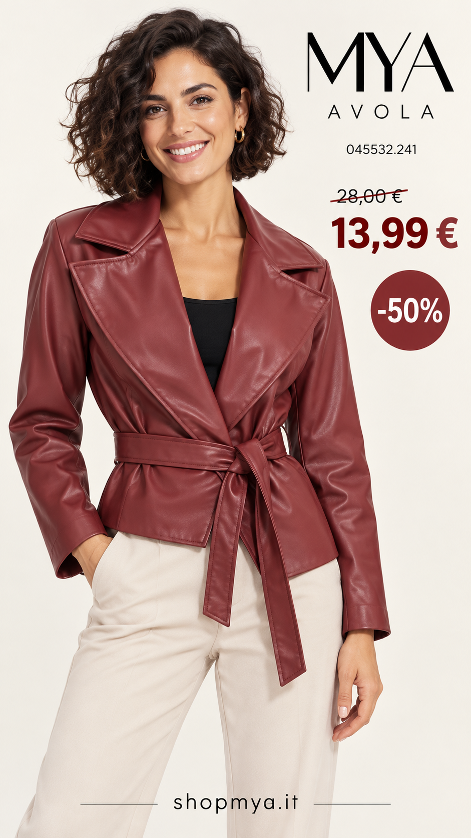 MYA 045532.241 – promozione con modella, prezzo 13.99 euro