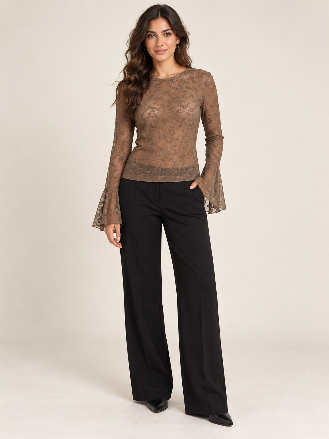 Maglia ricamo donna fango – 045535.237 – foto 1