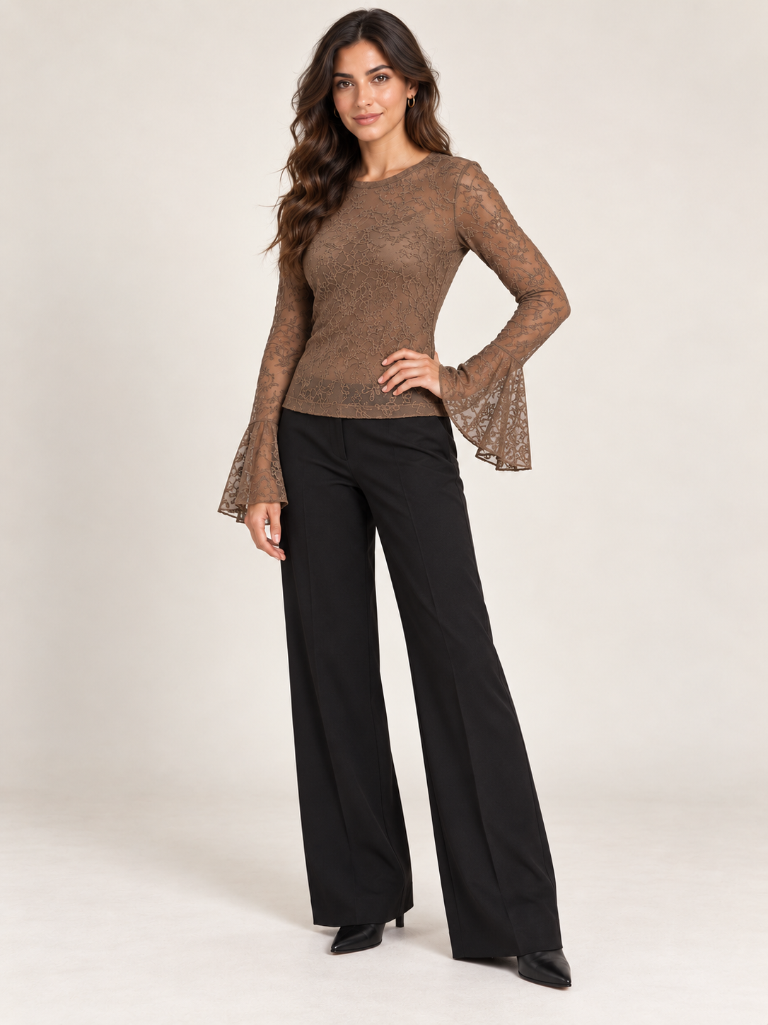 Maglia ricamo donna fango – 045535.237 – foto 3