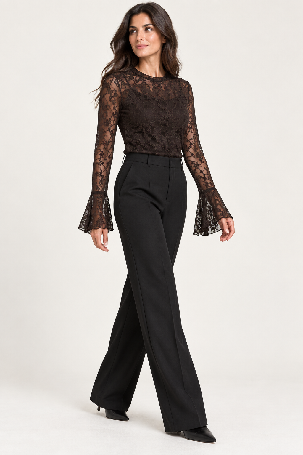 Maglia ricamo donna marrone – 045535.MAR – foto 3