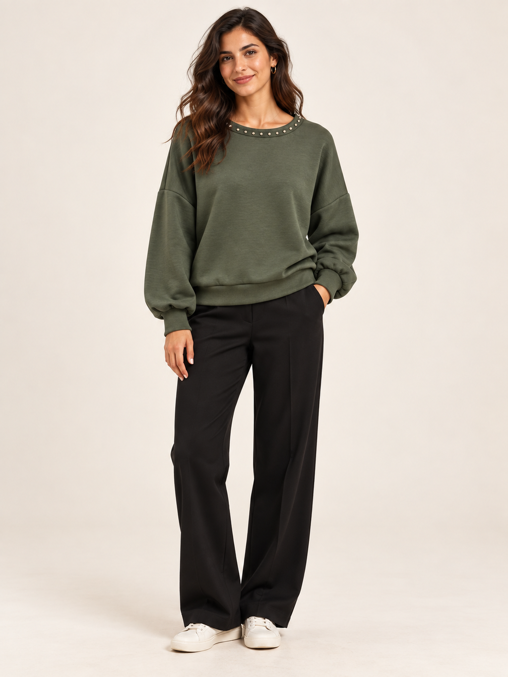 Felpa donna verde militare – 045539.239 – foto 1