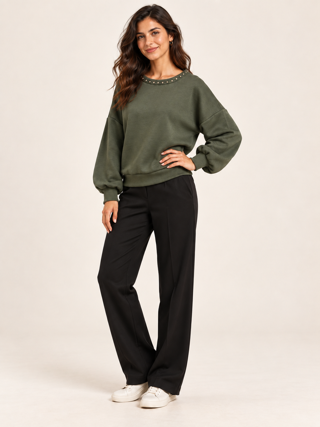 Felpa donna verde militare – 045539.239 – foto 3
