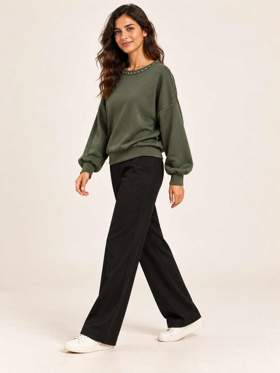 Felpa donna verde militare – 045539.239 – foto 4