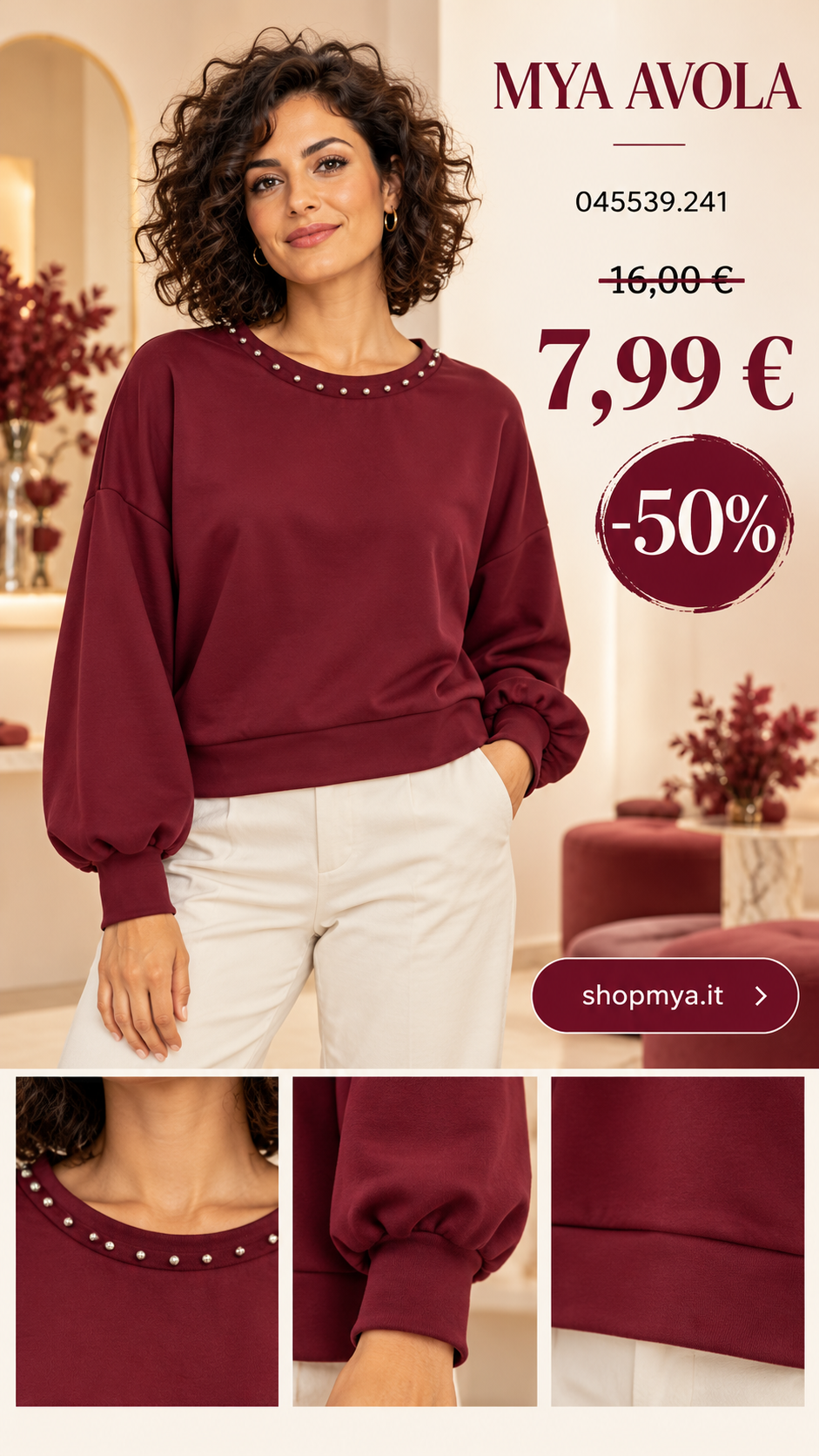 MYA 045539.241 – promozione con modella, prezzo 7.99 euro