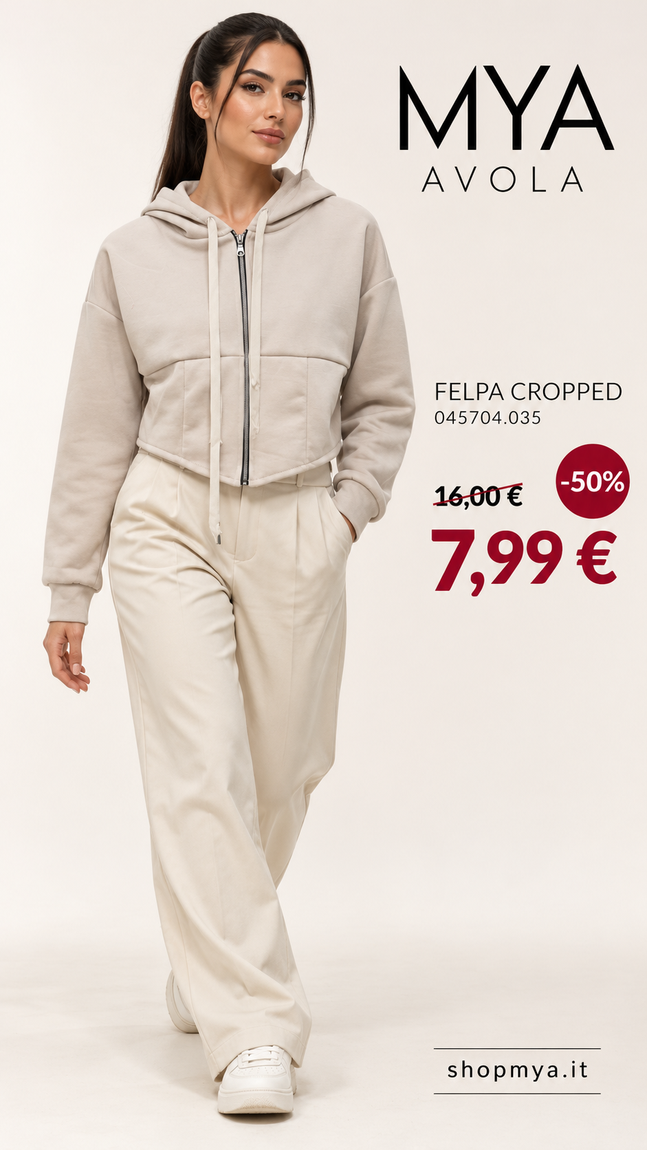 MYA 045704.035 – promozione con modella, prezzo 7.99 euro