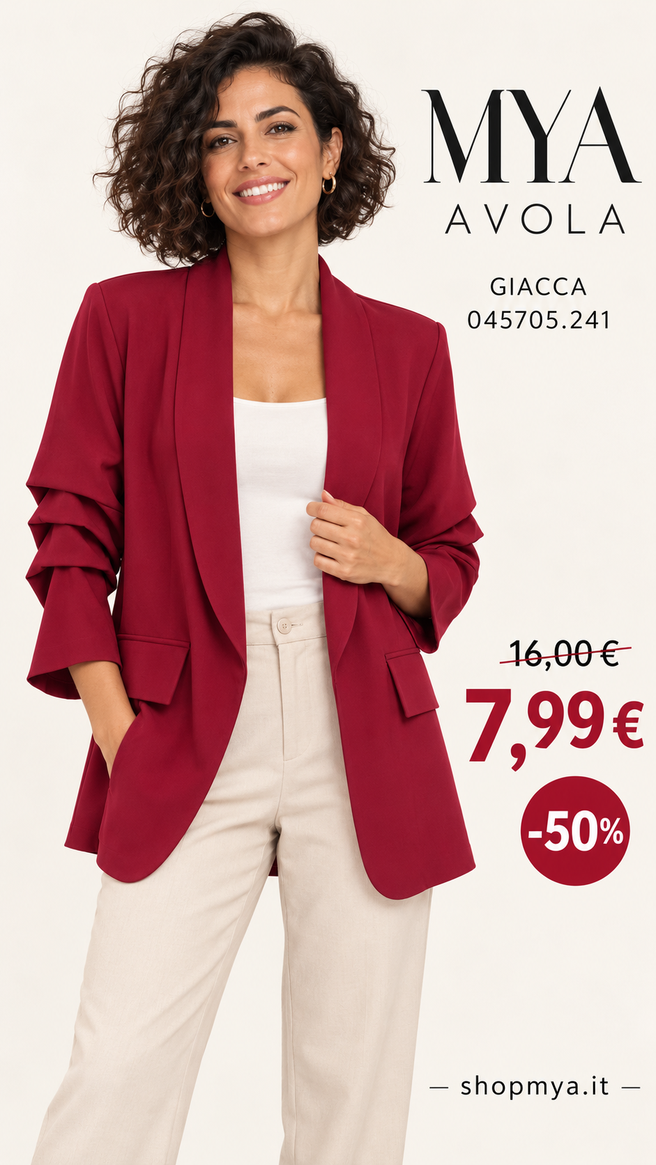 MYA 045705.241 – promozione con modella, prezzo 7.99 euro