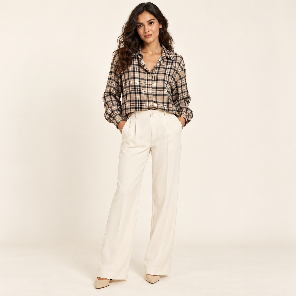 Camicia a quadri donna Marrone – 045707.MAR