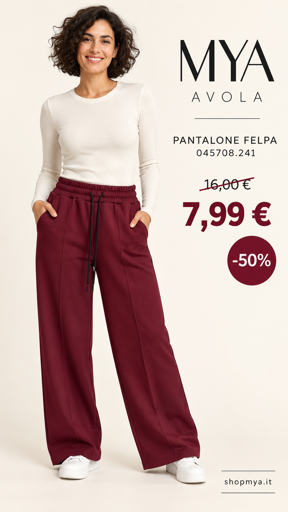 MYA 045708.241 – promozione con modella, prezzo 7.99 euro