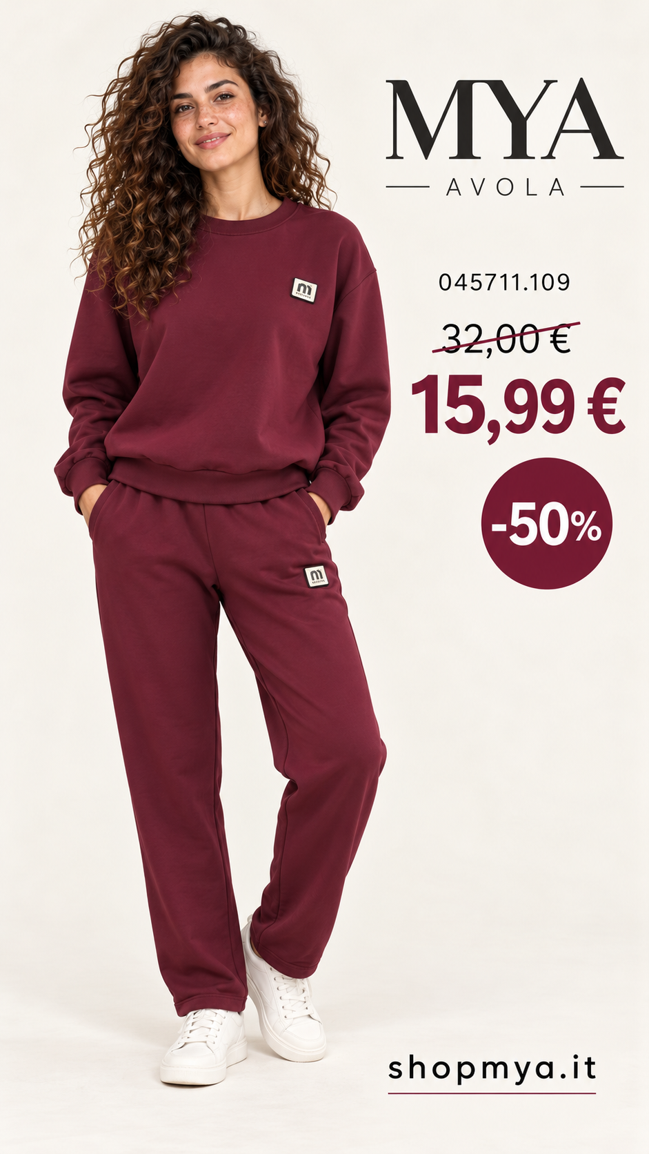 MYA 045711.109 – promozione con modella, prezzo 15.99 euro