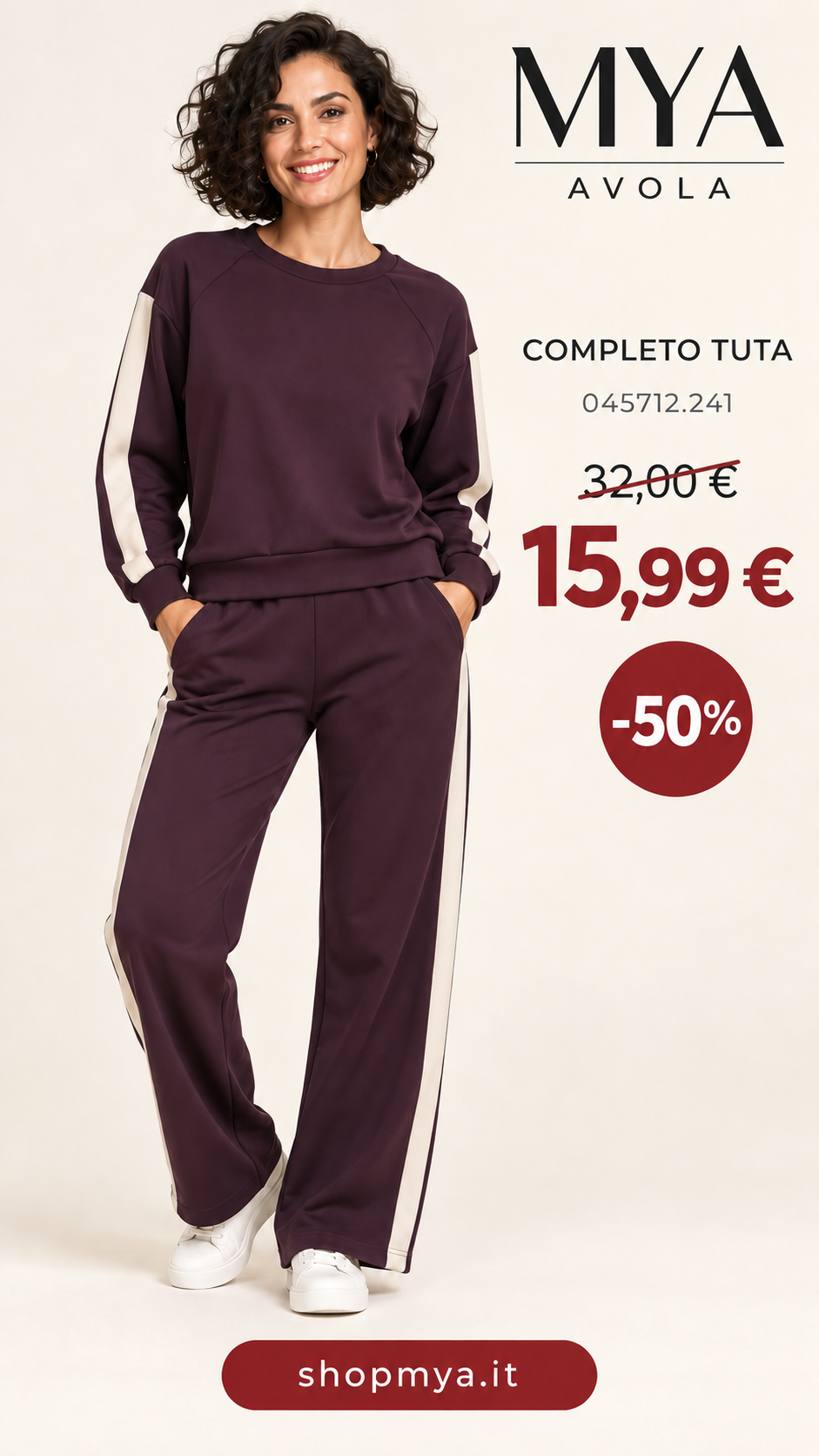 MYA 045712.241 – promozione con modella, prezzo 15.99 euro