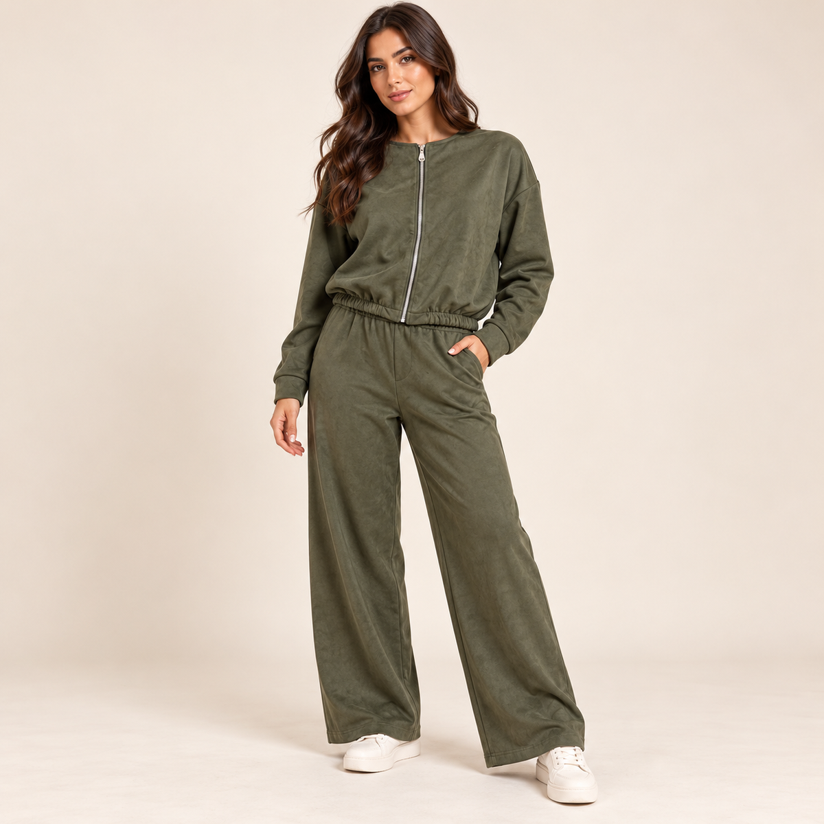 Completo tuta effetto dainetto donna Verde militare – 045713.239