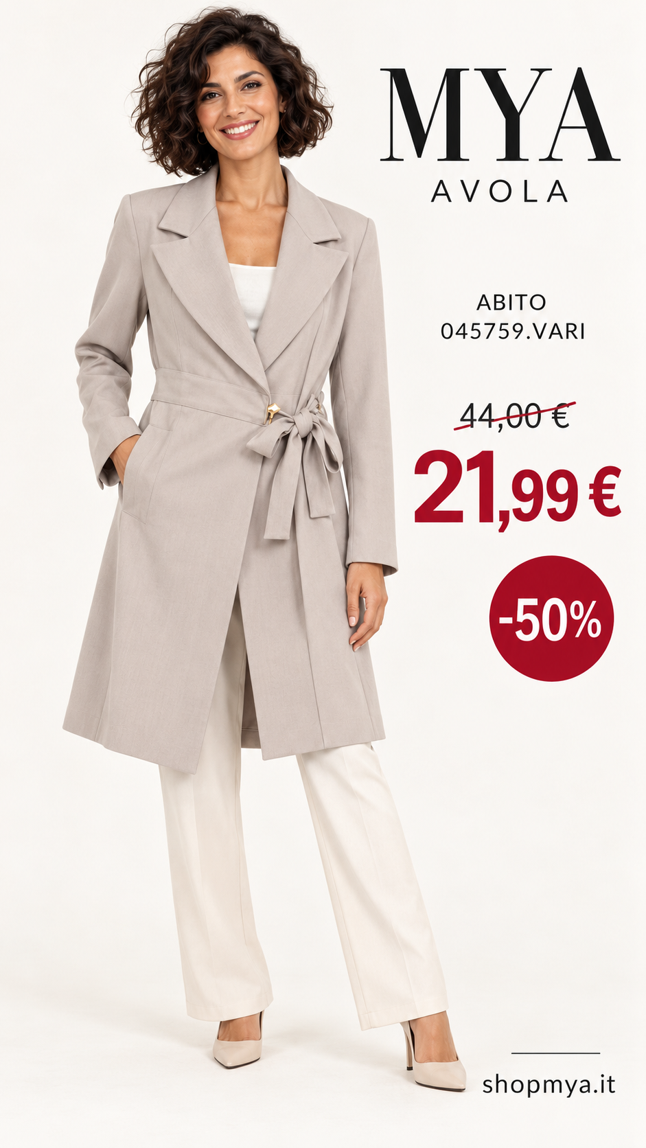 MYA 045759.VARI – promozione con modella, prezzo 21.99 euro