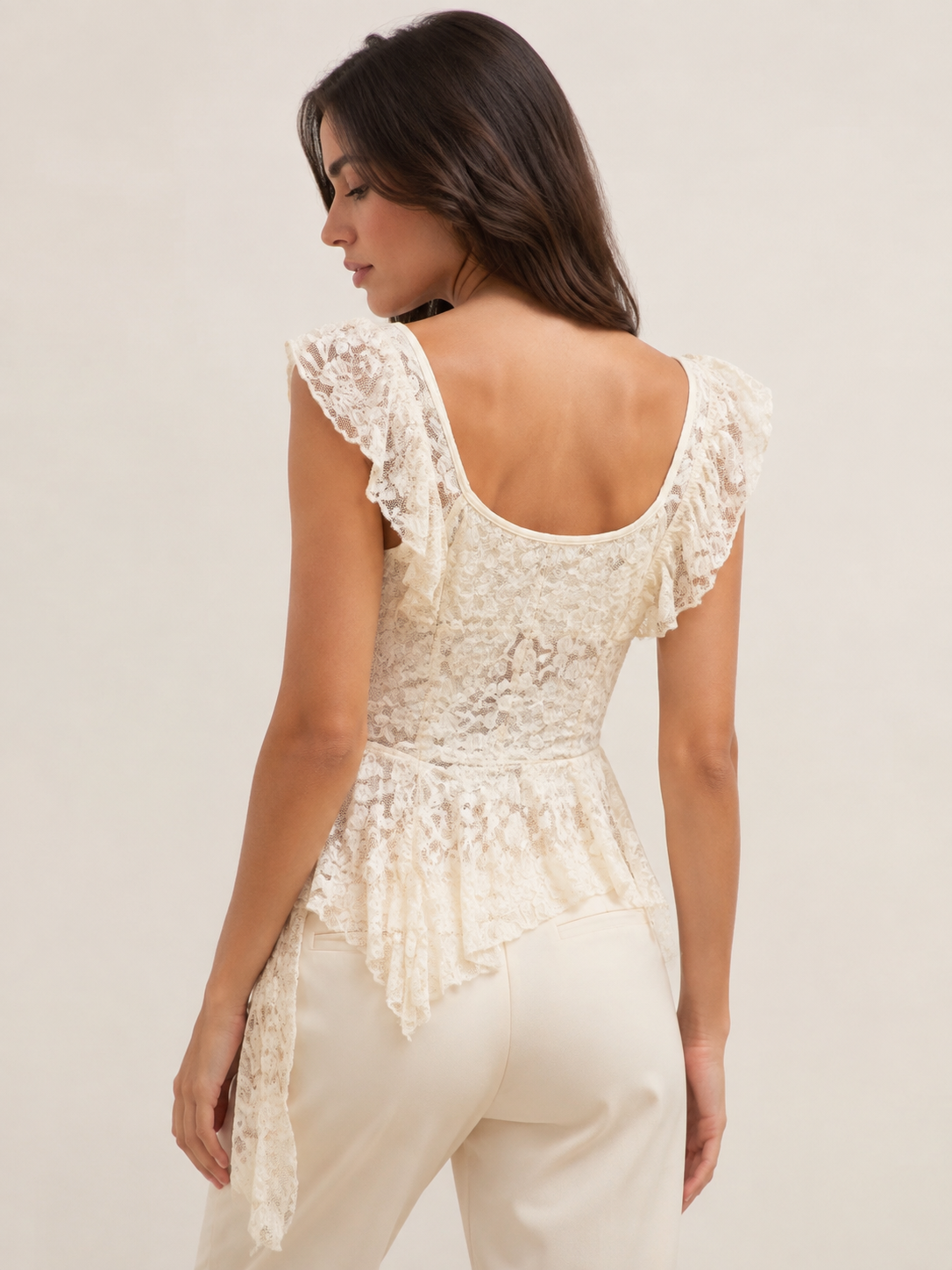 Top donna in pizzo color avorio – modello 32001